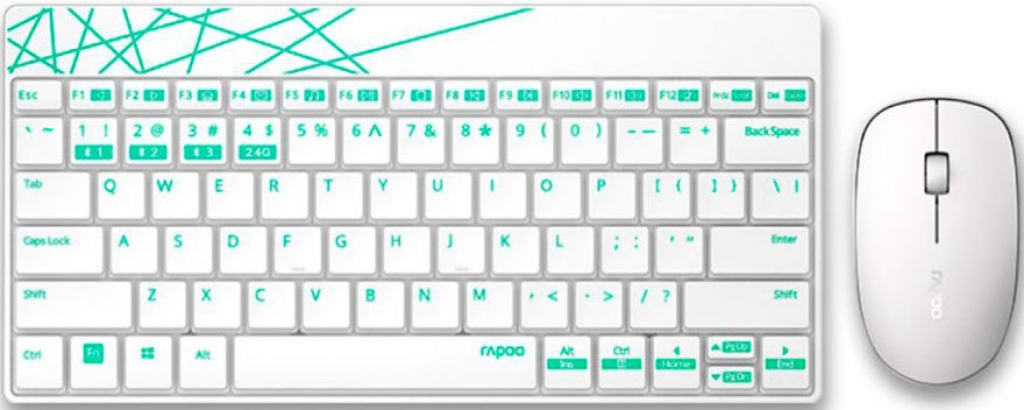 Клавиатура и мишка RAPOO 8000M- 18324 Multi mode бяла